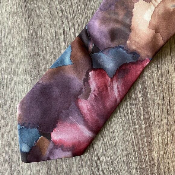 Tango by Max Raab Abstract Watercolor Artsy Men’s Tie 3.75” x 60” Made In USA - Picture 2 of 4